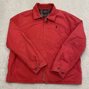 Polo Ralph Lauren Bi-Swing Flannel Lined Jacket Mens XL Red Harrington Bomber